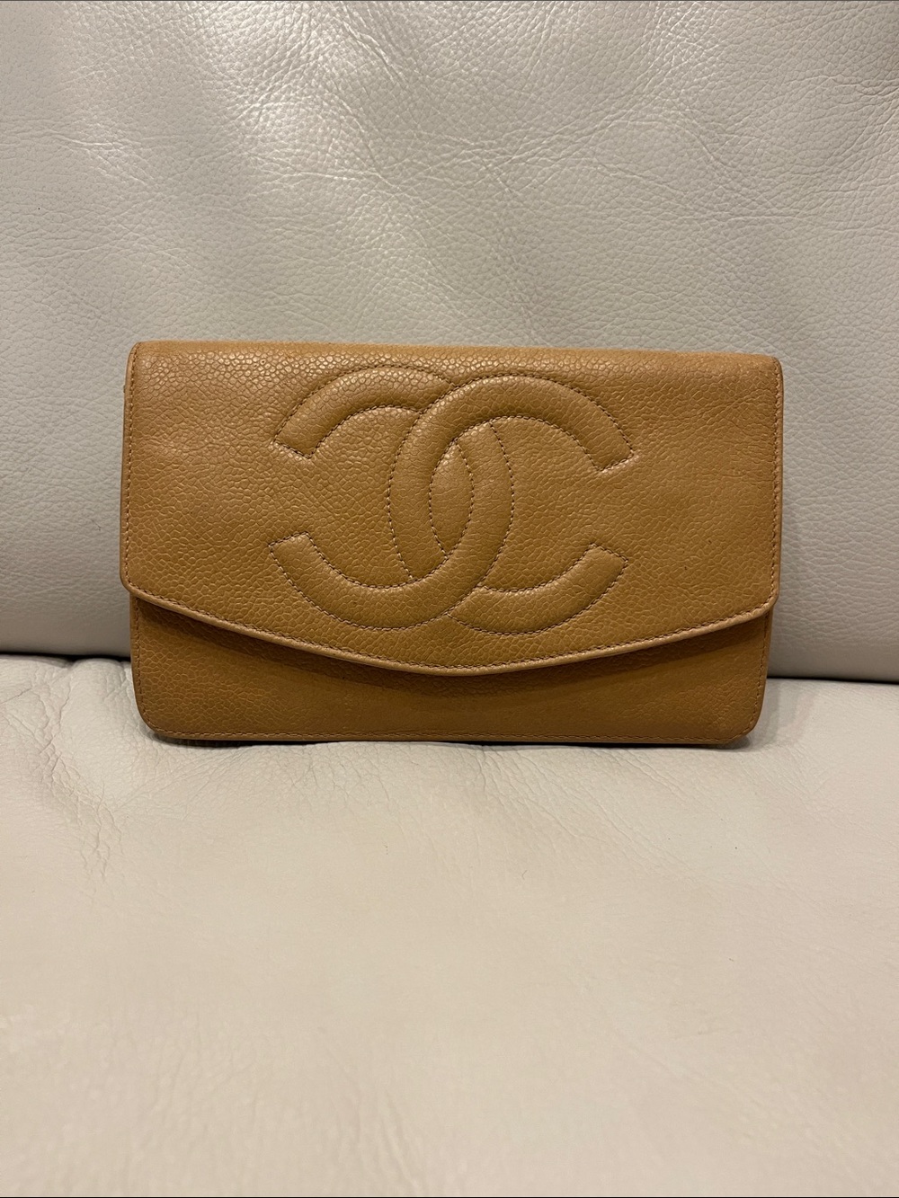 Chanel caviar leather CC clutch wallet